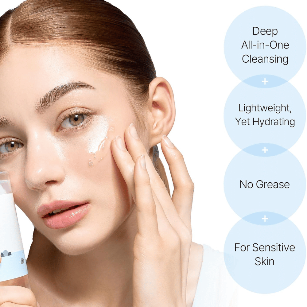 Oczyszczanie twarzy od Round Lab z głęboko działającym olejkiem oczyszczającym, który delikatnie oczyszcza pory, nie pozostawiając tłustej warstwy