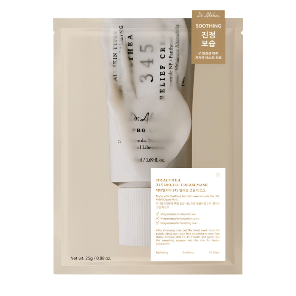 Dr. Althea 345 Relief Cream Mask Maseczka w płachcie z kojącymi składnikami takimi jak niacynamid, ceramid i centella asiatica