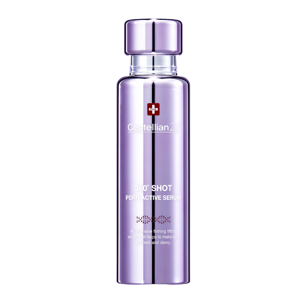 Centellian24 360º Shot PDRN Active Serum – koreańskie PDRN-serum w fioletowej butelce dla zwiększonej elastyczności, głębokiego nawilżenia i jędrniejszej, bardziej sprężystej skóry.