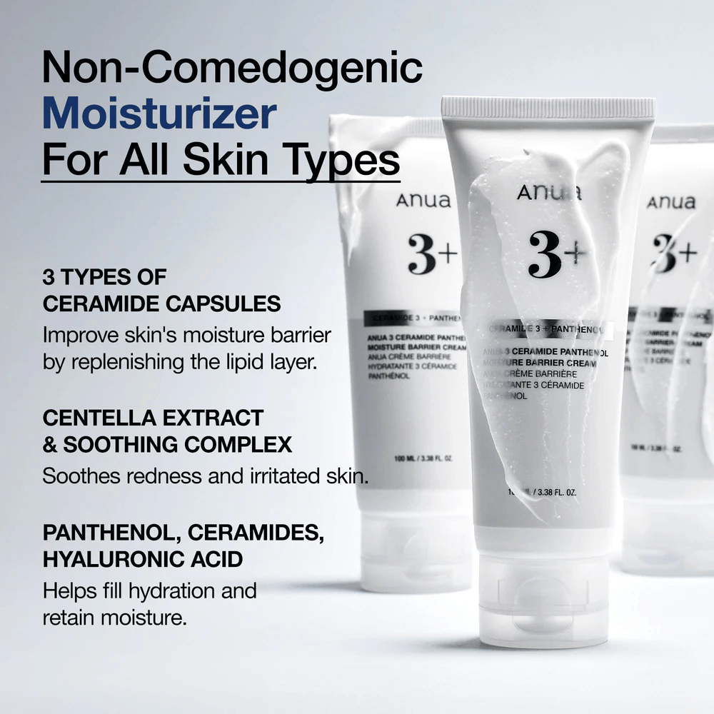 Anua 3 Ceramide Panthenol Cream – nawilżający, łagodzący i niekomedogenny krem do wszystkich typów skóry.
