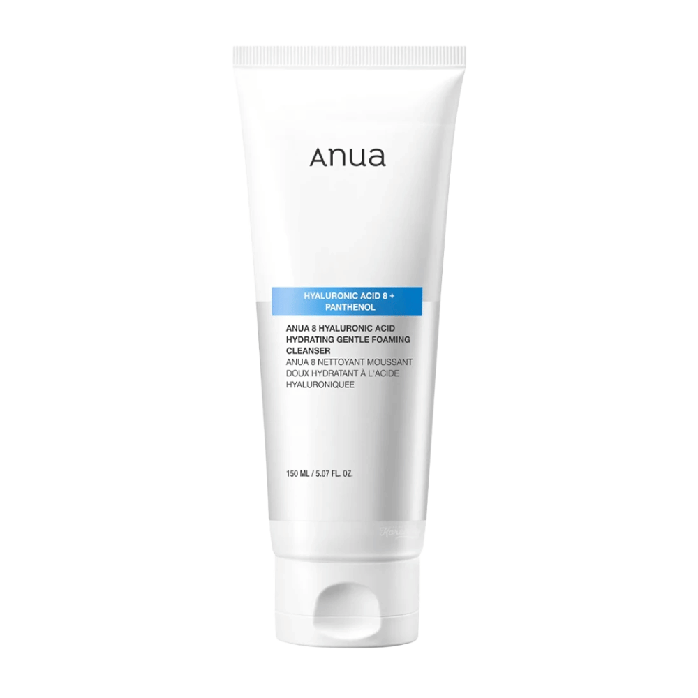 Anua 8 Hyaluronic Acid Hydrating Gentle Foaming Cleanser to delikatny krem myjący, który łączy osiem rodzajów kwasu hialuronowego i pantenolu, aby zapewnić intensywne nawilżenie i chronić barierę skóry. Tworzy miękką i bogatą pianę, która skutecznie usuwa brud i makijaż, nie wysuszając skóry.