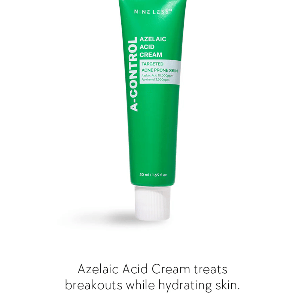 NINELESS Azelaic Acid Cream krem do twarzy – krem do skóry skłonnej do trądziku, który pomaga zwalczać pryszcze, nawilżać skórę i wyrównywać jej koloryt.