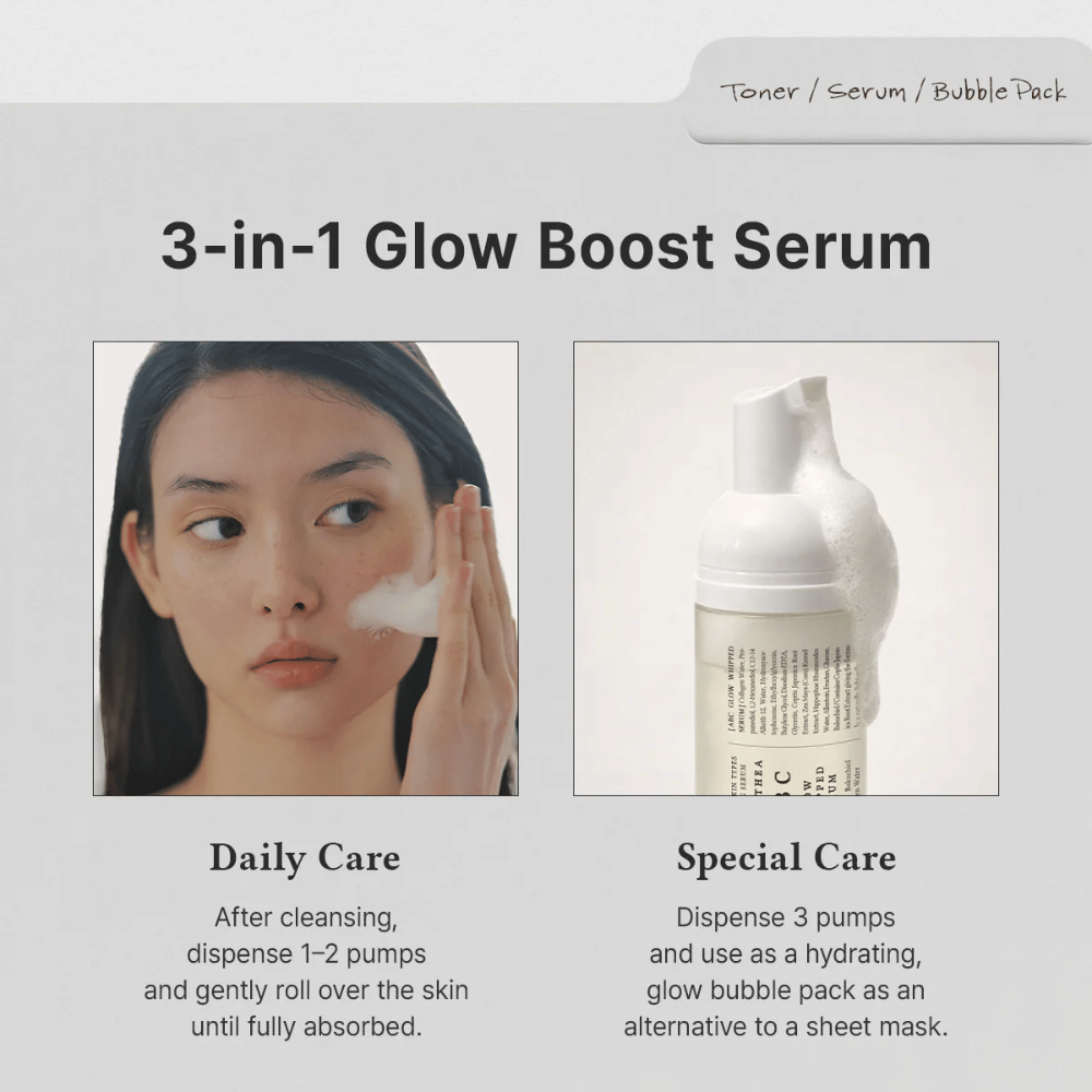 Obraz – zastosowanie (daily vs special care)
Dr. Althea ABC Glow Whipped Serum stosowane jako codzienne serum lub jako nawilżająca maska bąbelkowa dla dodatkowego blasku i intensywnej pielęgnacji skóry.