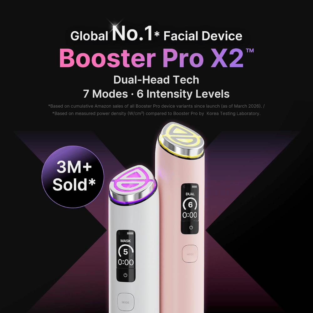 medicube AGE-R Booster Pro X2 zaawansowane urządzenie do pielęgnacji skóry z technologią Dual-Head Tech, siedmioma trybami zabiegowymi i sześcioma poziomami intensywności