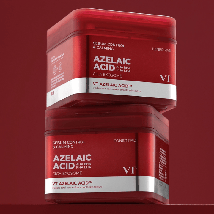 Dwa słoiki VT Azelaic Acid Toner Pad – skuteczna kontrola sebum i pielęgnacja łagodząca skórę z Cica Exosome.
