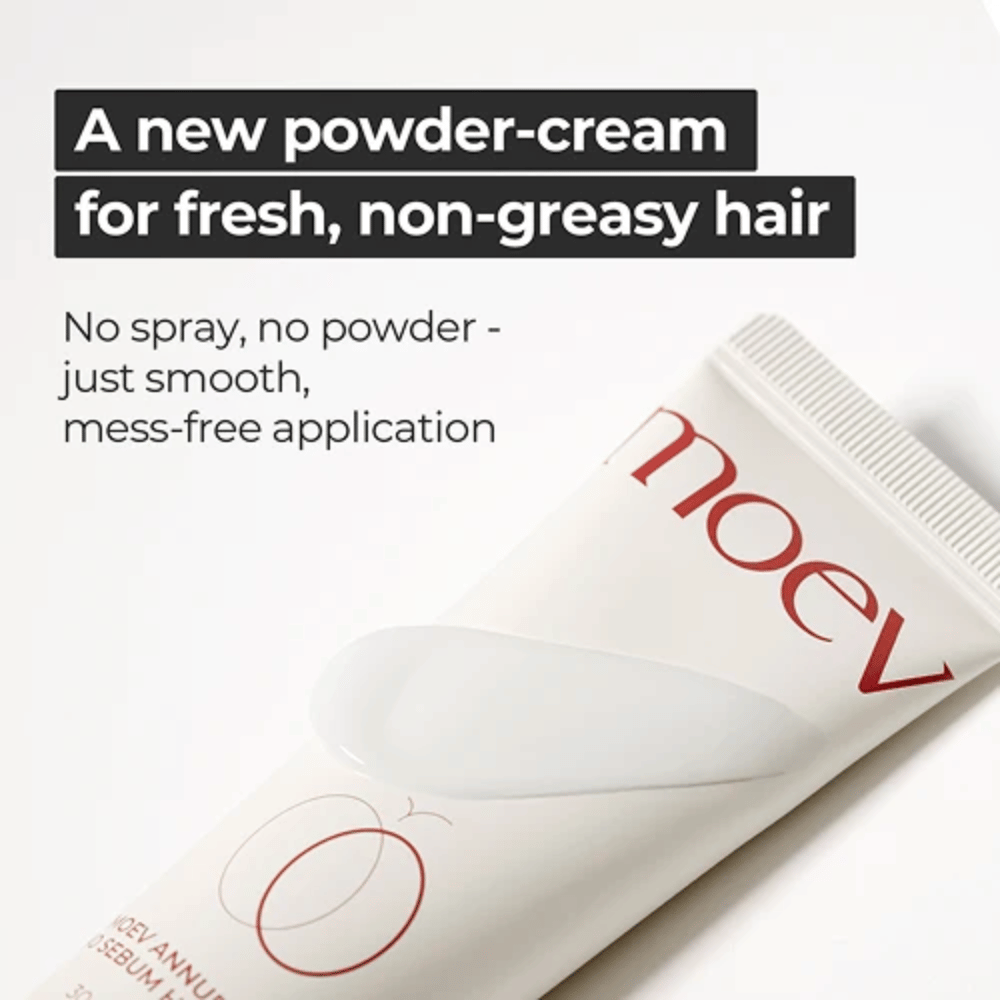 5. MOEV Annurcatin No Sebum Hair Cream – innowacyjny krem do włosów z pudrowym wykończeniem dla mniej przetłuszczających się włosów i wygodnej aplikacji