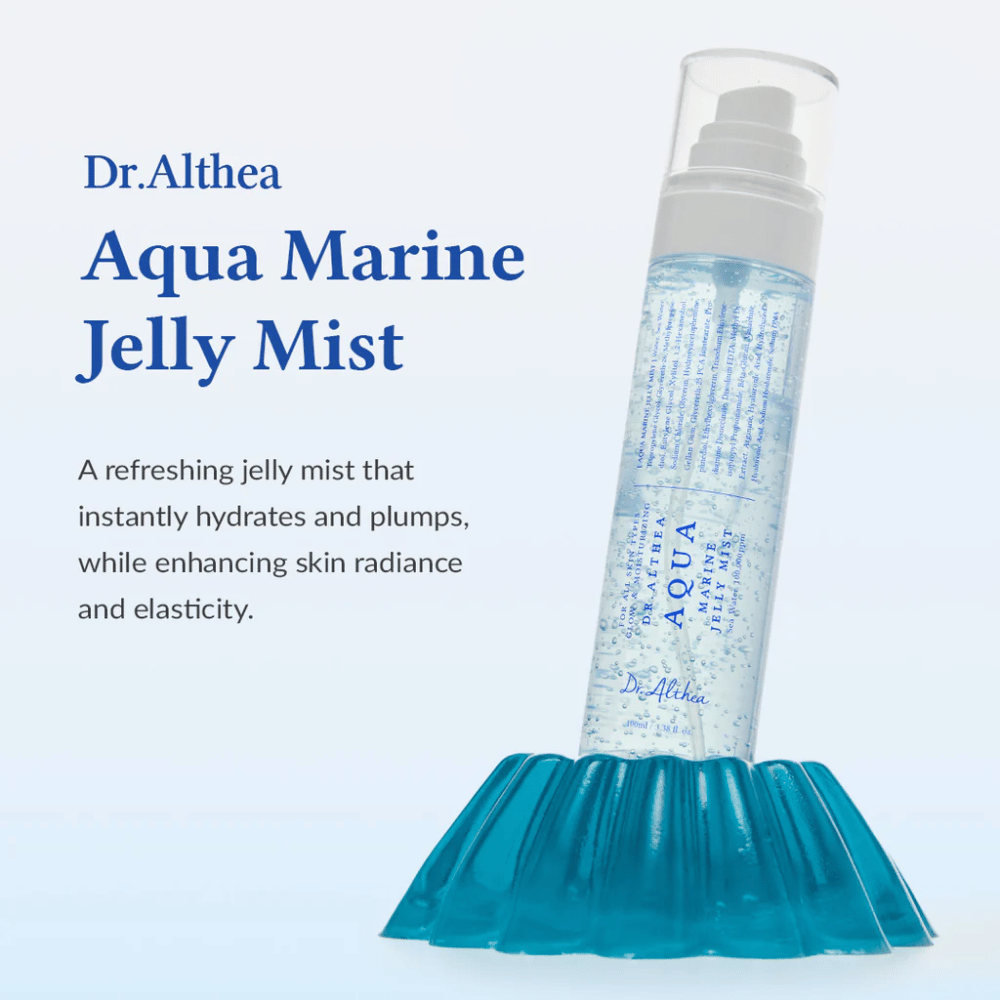 Dr. Althea Aqua Marine Jelly Mist przedstawiony jako nawilżająca mgiełka do twarzy do codziennej pielęgnacji skóry