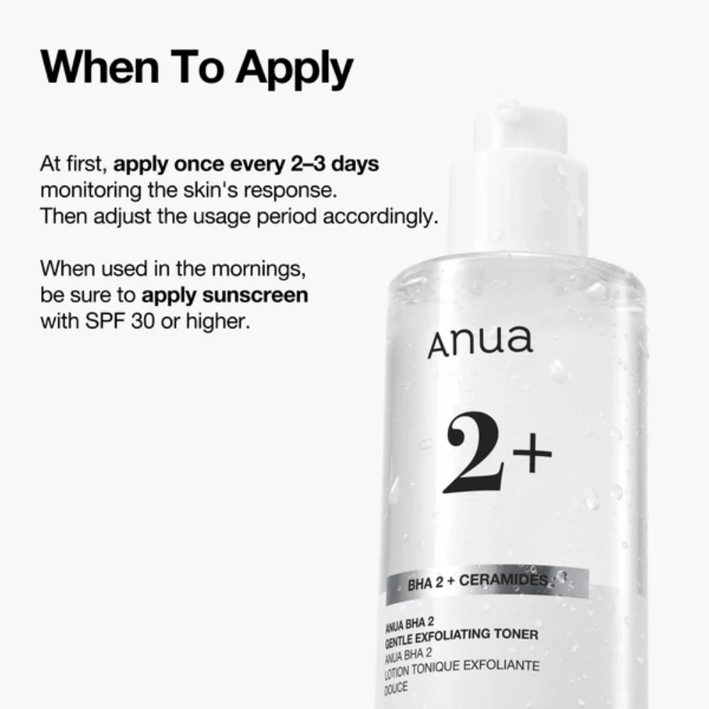 Anua BHA 2% Gentle Exfoliating Toner z ceramidami – instrukcja użycia, eksfoliujący tonik do twarzy dla wrażliwej skóry z BHA (kwas salicylowy)