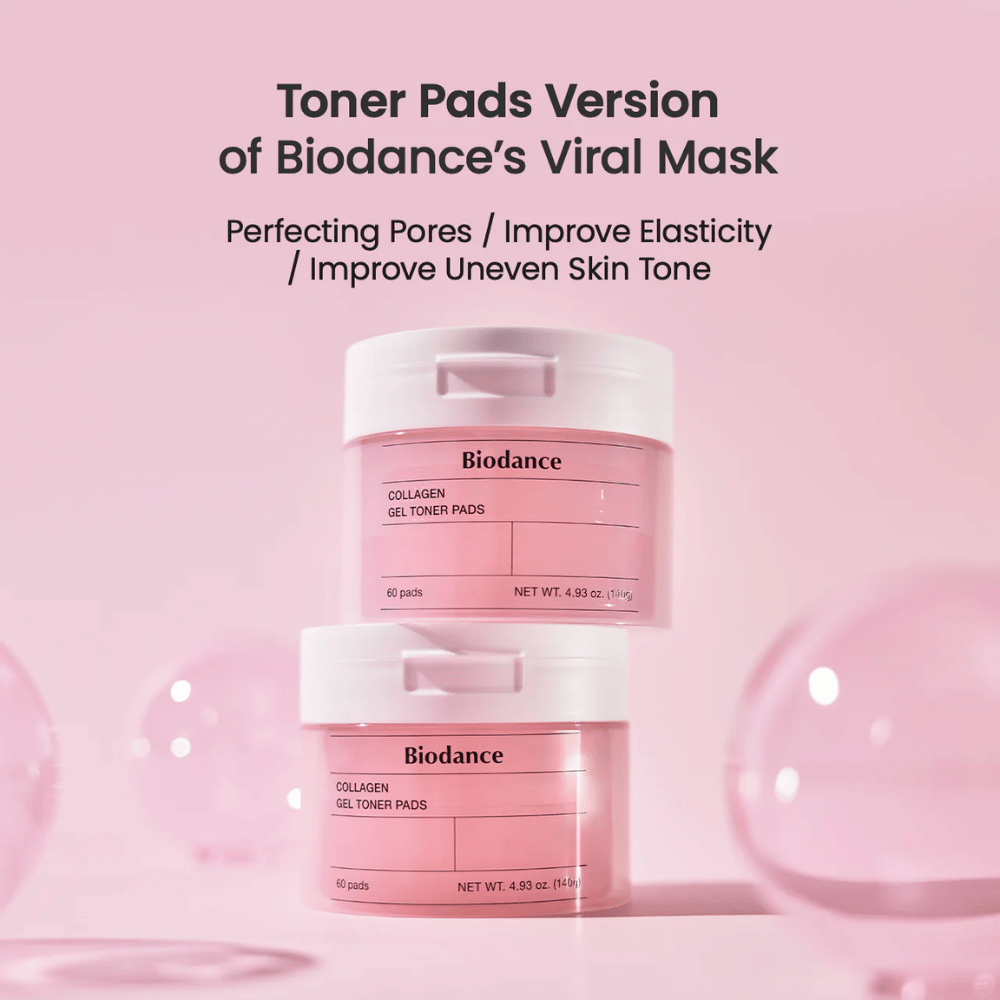 Biodance Collagen Gel Toner Pads łączy kolagen i pielęgnacyjne składniki, aby udoskonalić pory, poprawić elastyczność skóry i wyrównać koloryt cery. Idealny do codziennego odświeżenia i promiennej skóry.