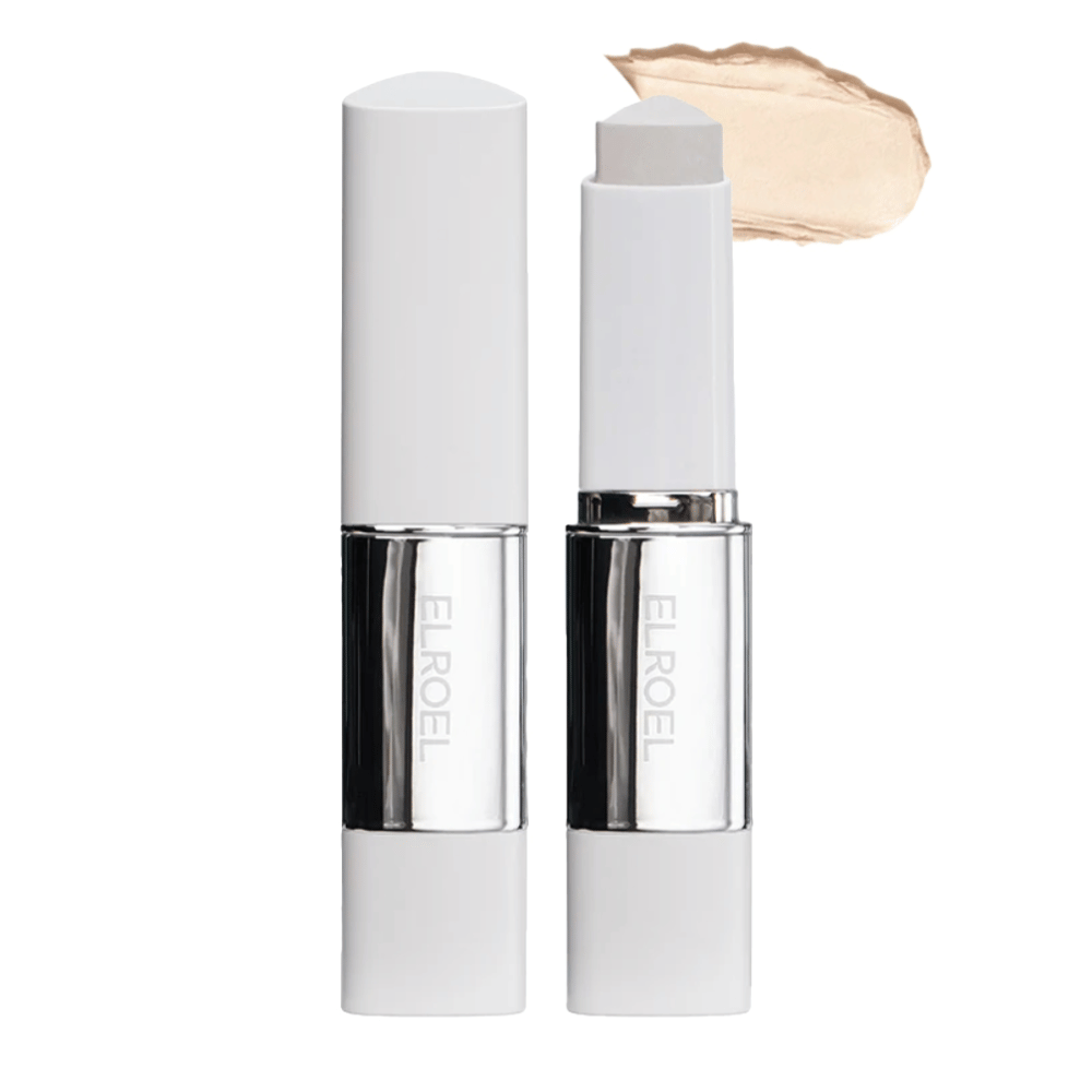 ELROEL Blanc Cover Cream Stick concealer w jasnym odcieniu z kremową teksturą, która zapewnia równomierne krycie i naturalne wykończenie.