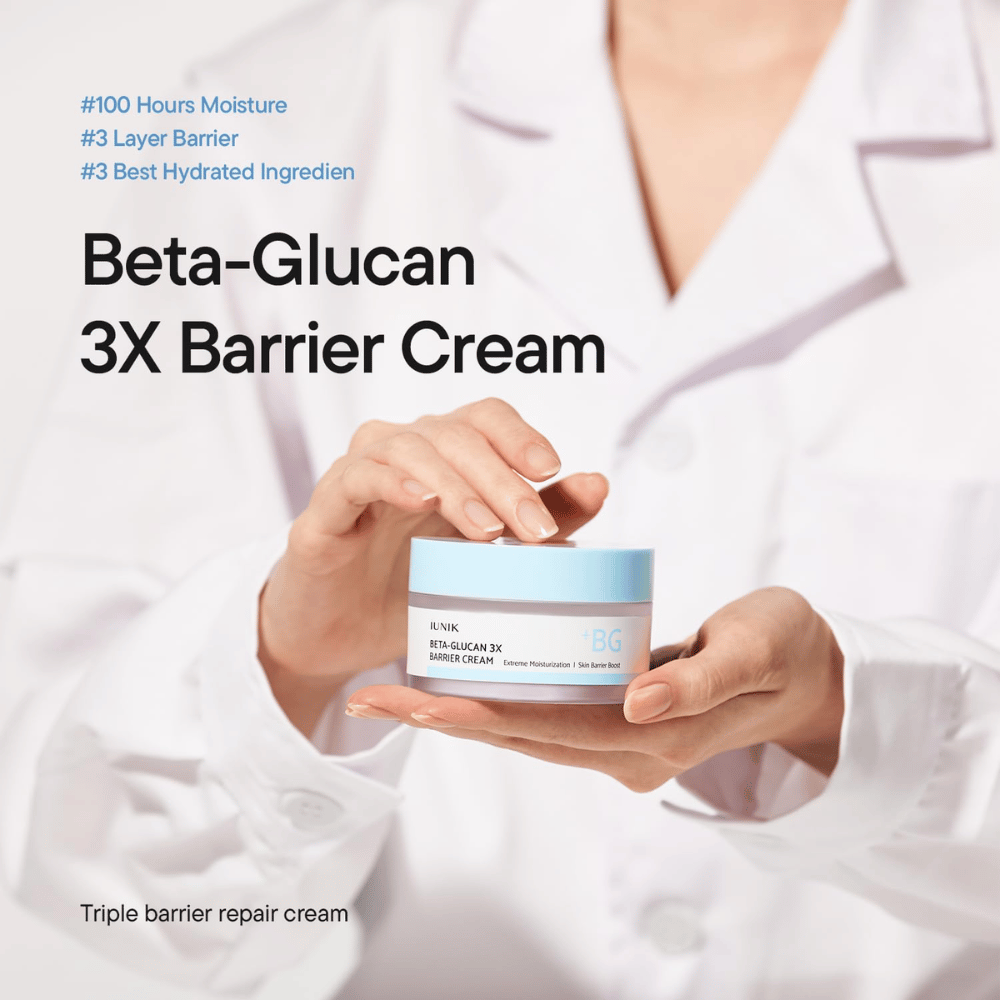 iUNIK Beta-Glucan 3X Barrier Cream nawilżający krem do twarzy do skóry suchej i wrażliwej z potrójną pielęgnacją bariery ochronnej