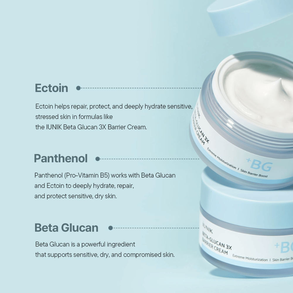 iUNIK Beta-Glucan 3X Barrier Cream z beta-glukanem, ectoiną i pantenolem dla intensywnego nawilżenia i wzmocnionej bariery skórnej
