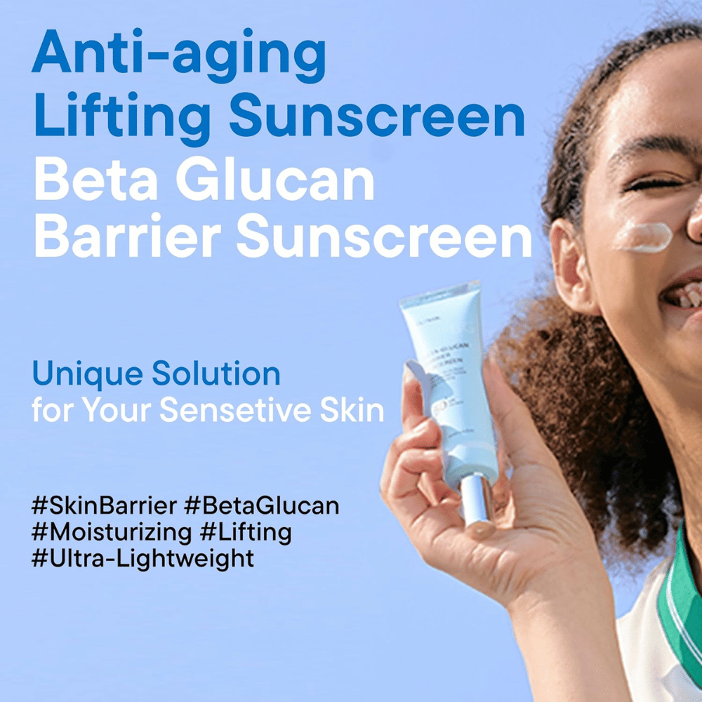 iUNIK Beta-Glucan Barrier Sunscreen SPF50+ PA++++ ochrona przeciwsłoneczna dla skóry wrażliwej z beta-glukanem i peptydami przeciwstarzeniowymi