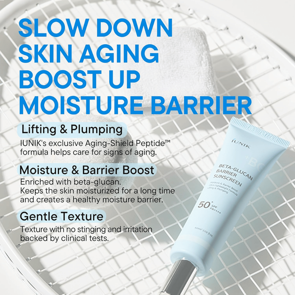 iUNIK Beta-Glucan Barrier Sunscreen SPF50+ PA++++ nawilżający krem przeciwsłoneczny bez białego nalotu dla wszystkich odcieni skóry
