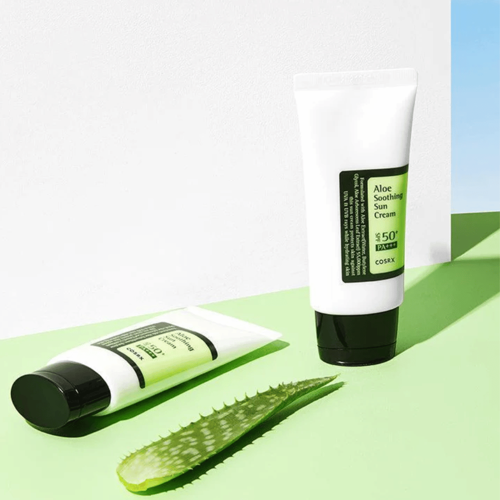 COSRX Aloe Soothing Sun Cream SPF50+ PA+++ – krem przeciwsłoneczny z aloesem dla skóry wrażliwej, ochrona UVA i UVB