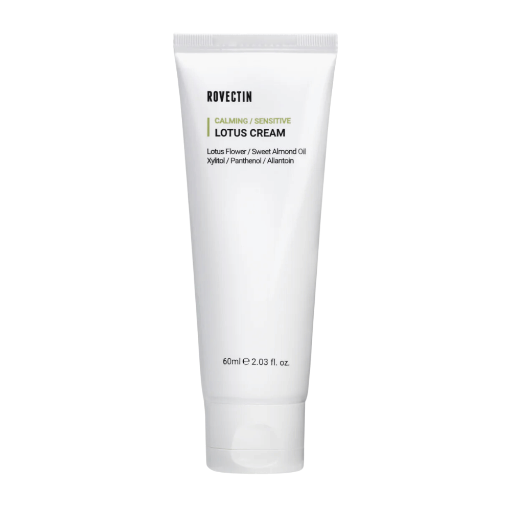 Tuba z Rovectin Calming Sensitive Lotus Cream, łagodzący krem do wrażliwej skóry.