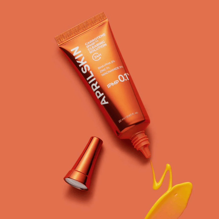 APRILSKIN Carrotene IPMP Clearing Solution w tubce z żółtą formułą, spot treatment na trądzik z BHA PHA 2%, cynkiem i niacynamidem