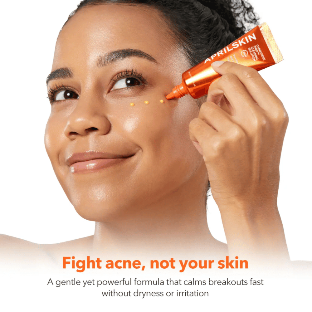 APRILSKIN Carrotene IPMP Clearing Solution stosuje się jako spot treatment na trądzik i pryszcze, łagodząca formuła z BHA, PHA, cynkiem i niacynamidem dla zanieczyszczonej skóry