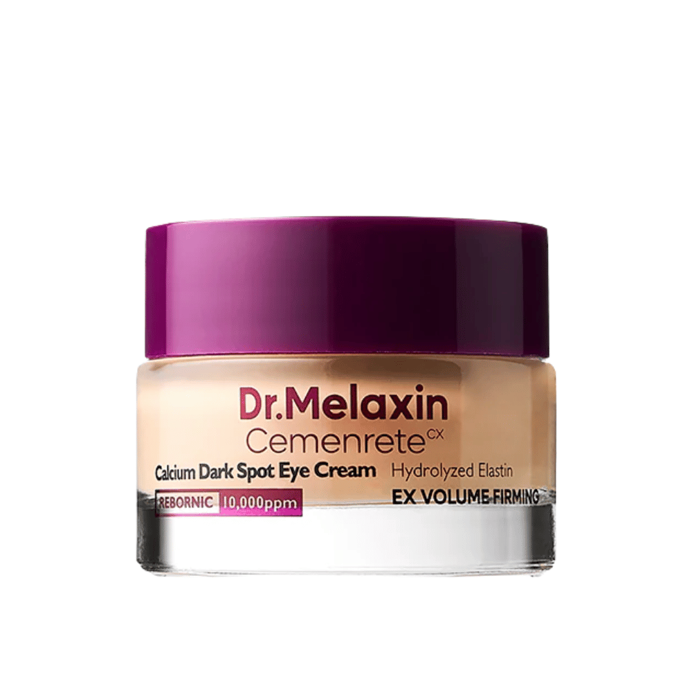 Dr.Melaxin Cemenrete Calcium Dark Spot Eye Cream w pełnym kadrze na białym tle, koreański krem pod oczy, który przeciwdziała pigmentacji, zmęczonej skórze i oznakom starzenia.