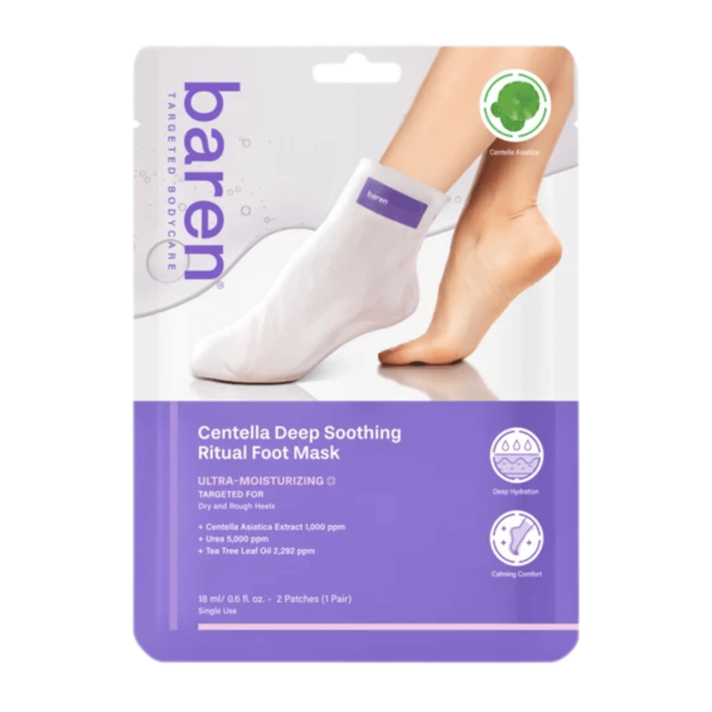 9. Baren Centella Deep Soothing Ritual Foot Mask 18 ml – nawilżająca maska do stóp z wąkrotą azjatycką i mocznikiem do suchych i szorstkich stóp
