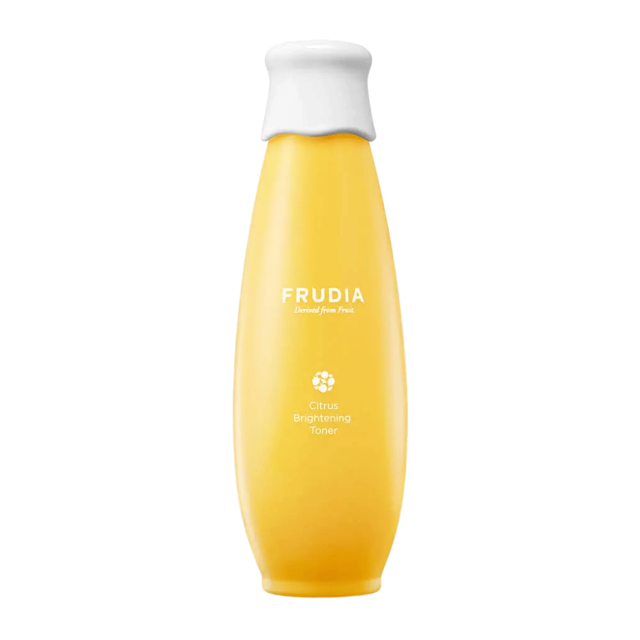 FRUDIA Citrus Brightening Toner 195 ml – koreański tonik do twarzy z cytrusem i witaminą C, który rozjaśnia koloryt skóry, nawilża i nadaje skórze świeży, jednolity blask.