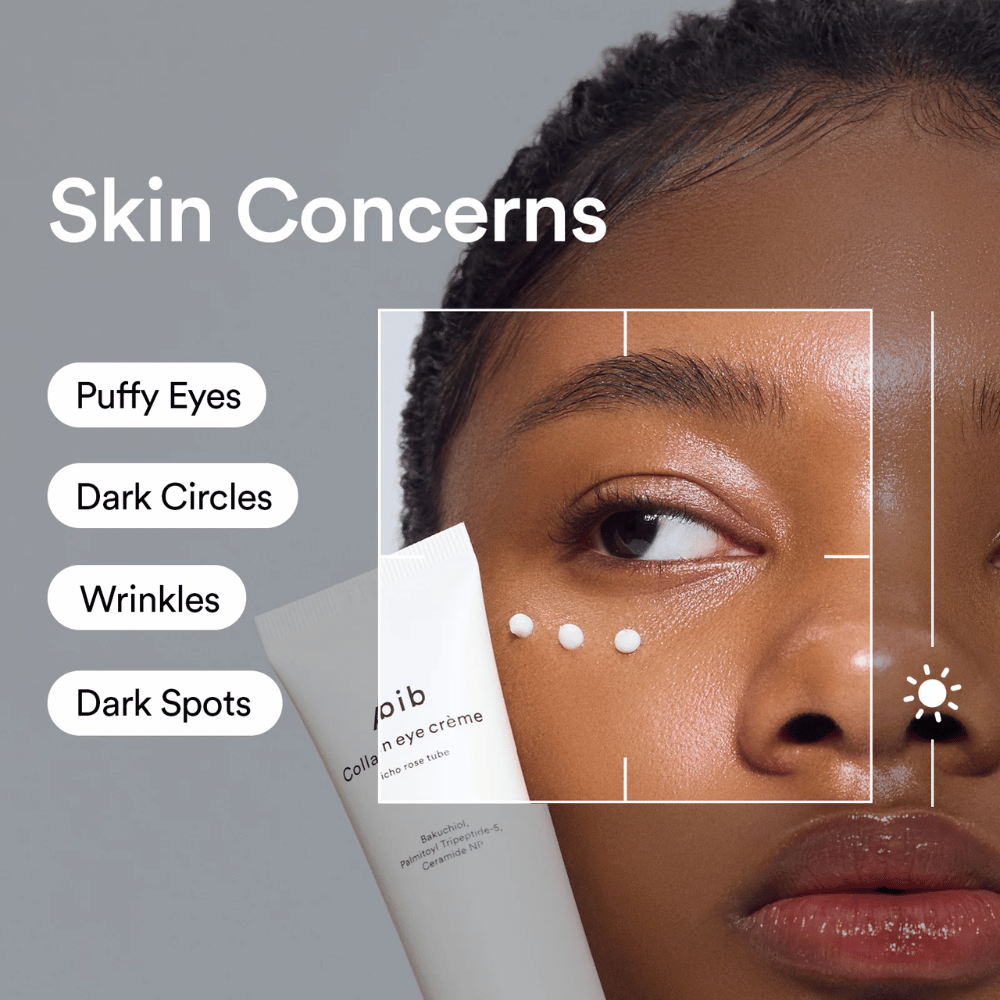 Kobieta aplikuje Abib Collagen Eye Crème pod okiem, aby leczyć opuchliznę, ciemne kręgi, zmarszczki i przebarwienia.