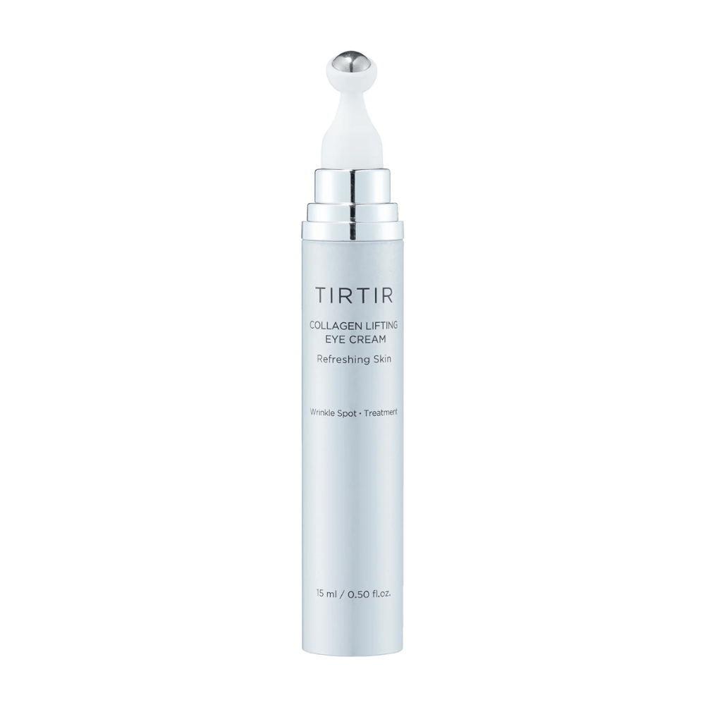 Tuba z TIRTIR Collagen Lifting Eye Cream na czystym tle, zaprojektowana do odświeżającej pielęgnacji skóry.