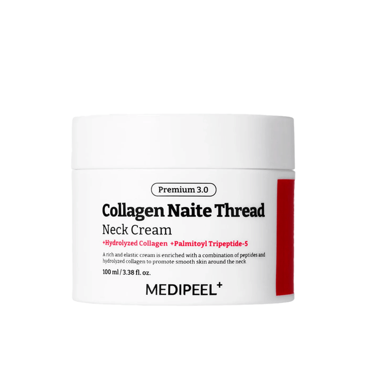 MEDIPEEL Collagen Naite Thread Neck Cream Premium 3.0 100 ml – koreański krem do szyi z kolagenem i Palmitoyl Tripeptide-5 dla ujędrnienia, przeciwstarzeniowy i poprawiający strukturę skóry.