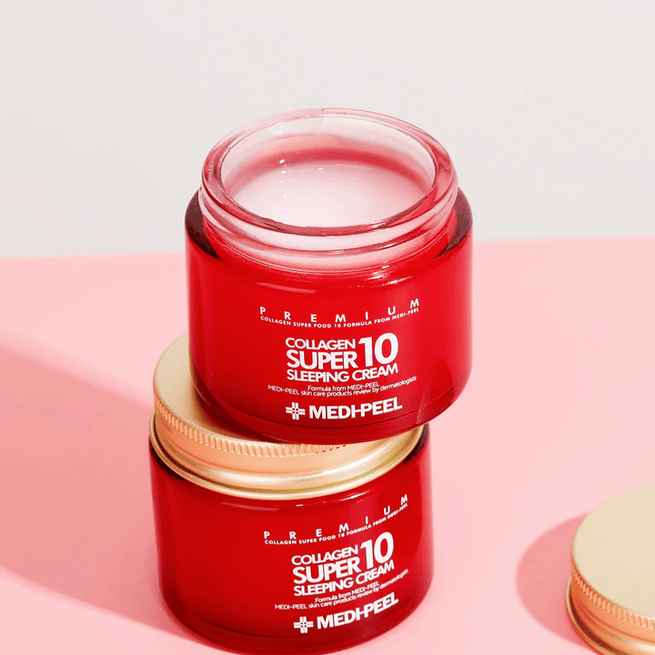 MEDI-PEEL Collagen Super 10 Sleeping Cream w opakowaniu premium – intensywnie nawilżający krem na noc z kolagenem dla jędrniejszej i gładszej skóry.
