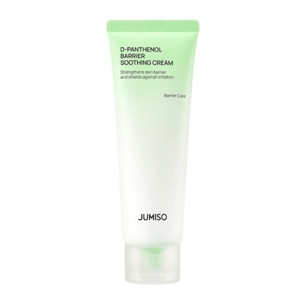 Zdjęcie produktu Jumiso D-Panthenol Barrier Soothing Cream w zielonej tubce na białym tle.