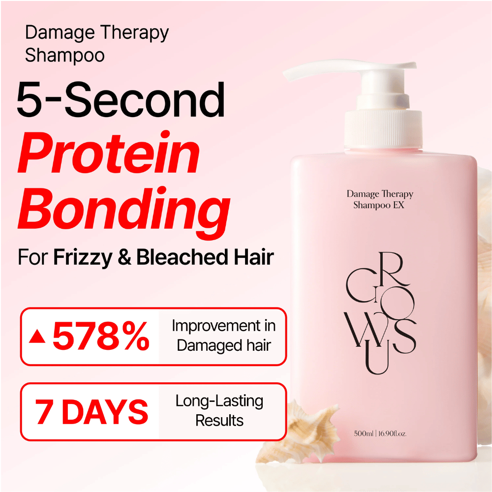 GROWUS Damage Therapy Shampoo EX z protein bonding do włosów zniszczonych, rozjaśnianych i puszących się