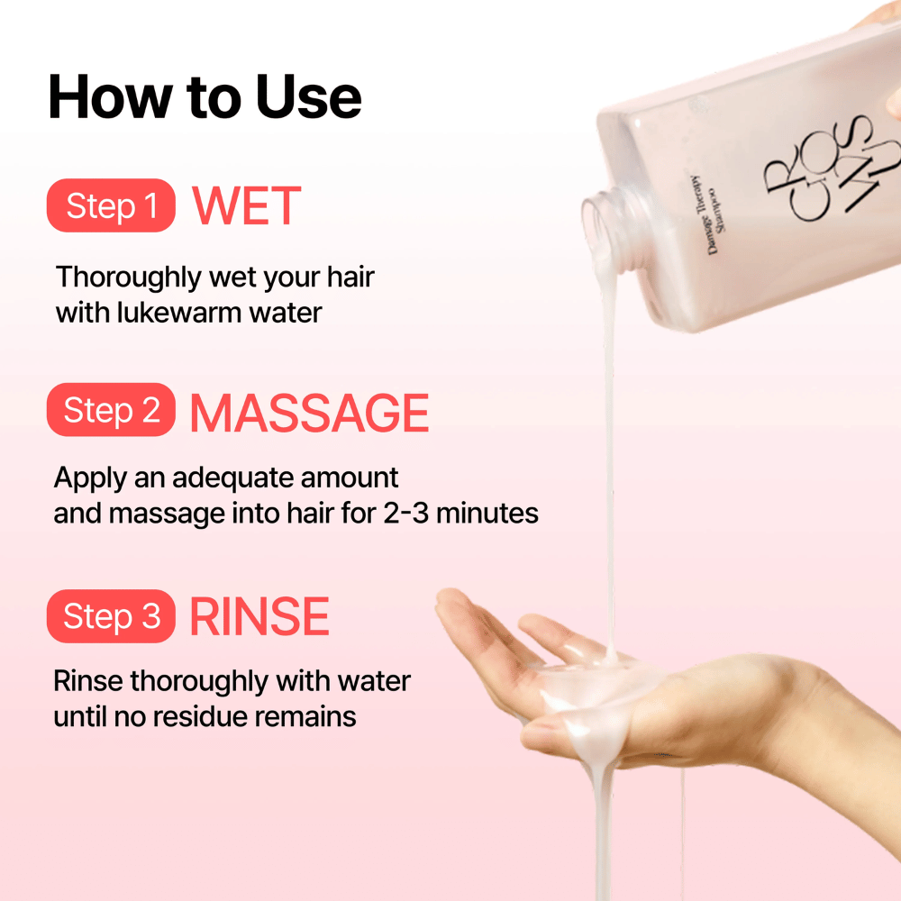 Jak używać GROWUS Damage Therapy Shampoo EX, aby oczyścić i zregenerować zniszczone włosy