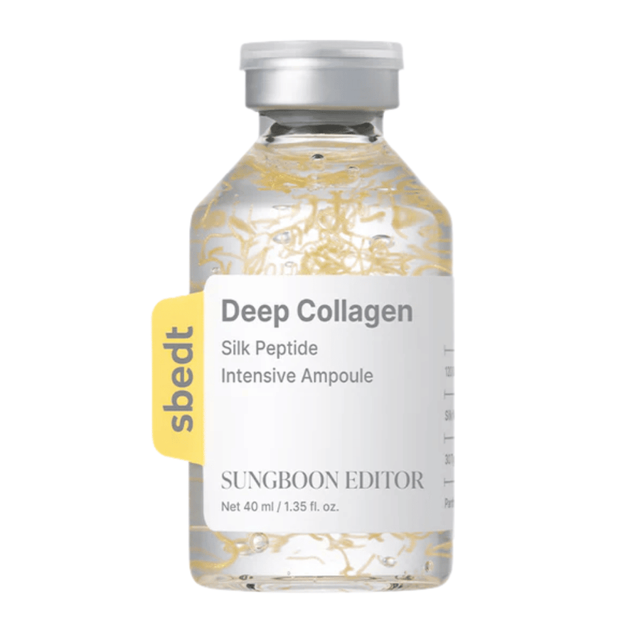 SUNGBOON EDITOR Deep Collagen Silk Peptide Intensive Ampoule – serum kolagenowe z peptydami, które wzmacnia barierę ochronną skóry, nawilża i nadaje skórze jędrniejszy i bardziej młodzieńczy wygląd.