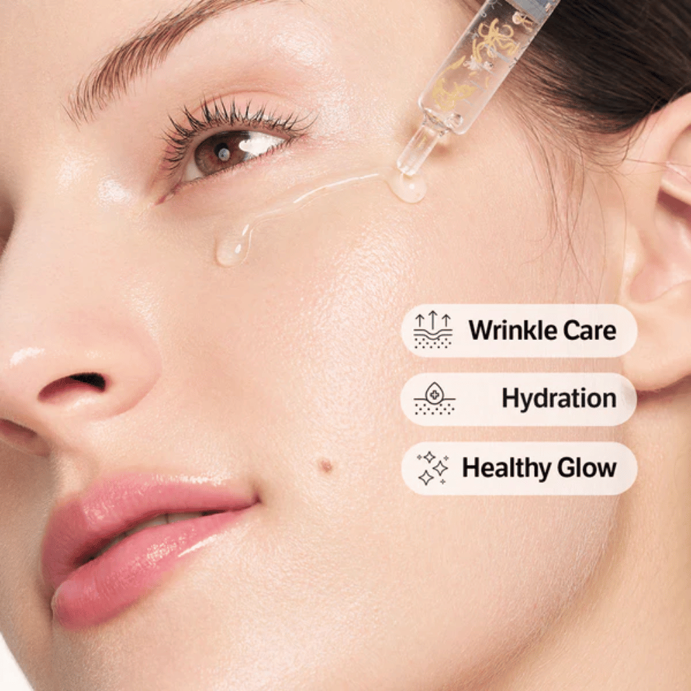 SUNGBOON EDITOR Deep Collagen Silk Peptide Intensive Ampoule – lekkie serum, które szybko się wchłania i pomaga nawilżyć skórę oraz nadać jej jednolity i bardziej promienny koloryt.