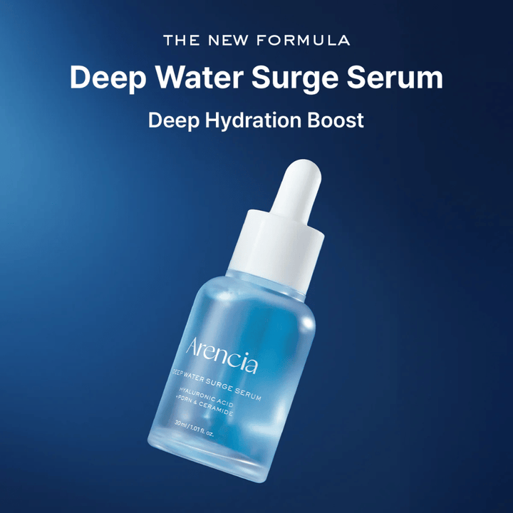 Arencia Deep Water Surge Serum – koreańskie serum nawilżające z kwasem hialuronowym, PDRN i ceramidami, które zapewniają głębokie nawilżenie, łagodzą skórę i wzmacniają jej barierę.