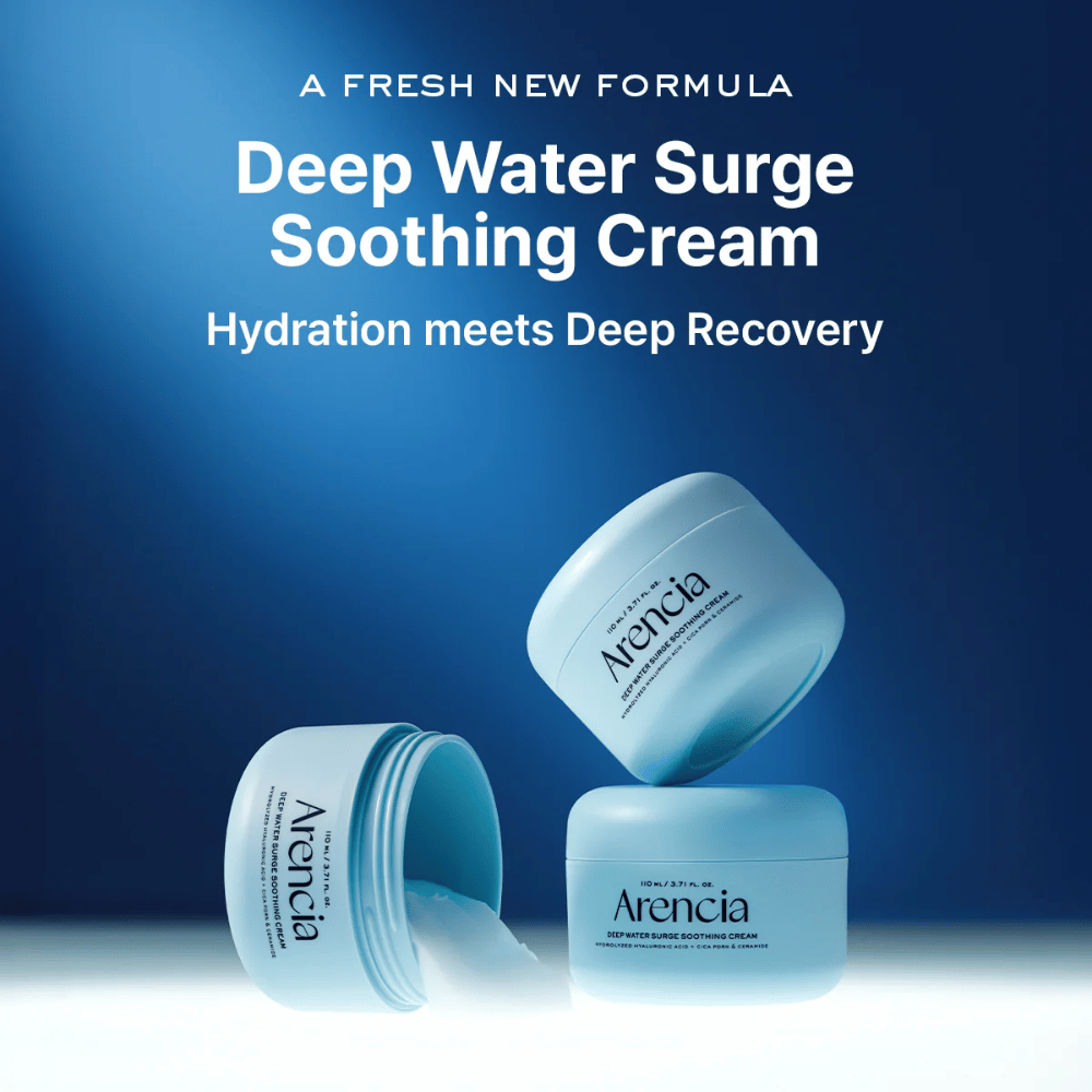 Arencia Deep Water Surge Soothing Cream – nowy kojący i nawilżający krem do twarzy, który łączy intensywne nawilżenie z pielęgnacją naprawczą skóry.