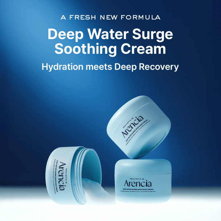 Arencia Deep Water Surge Soothing Cream – nowy kojący i nawilżający krem do twarzy, który łączy intensywne nawilżenie z pielęgnacją naprawczą skóry.