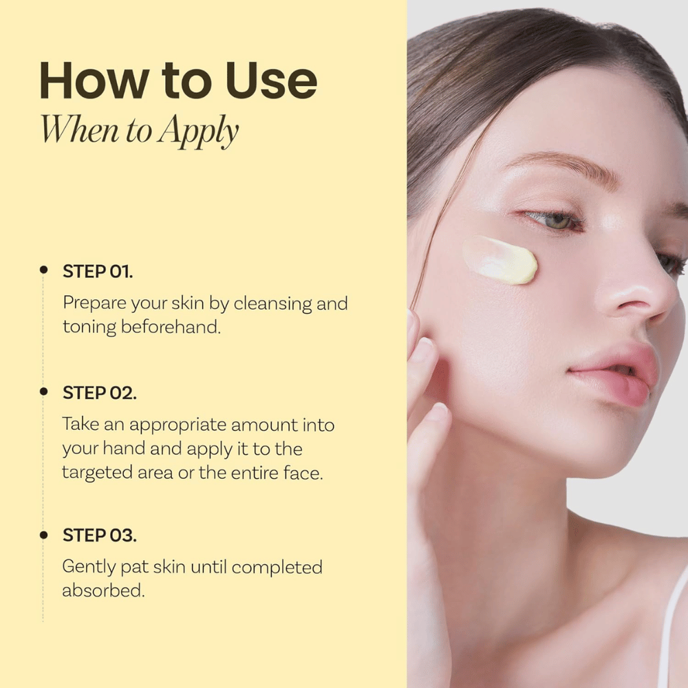 Instrukcje dla Ongredients Deep Calming Cream – aplikuj po oczyszczeniu i toniku, delikatnie wklepuj krem, aż się wchłonie.
