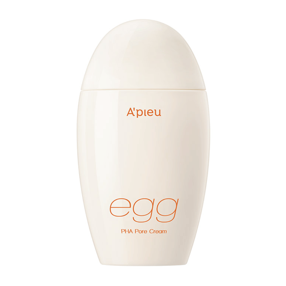 A’pieu Egg PHA Pore Cream w jajowatym, beżowym opakowaniu z pomarańczowym tekstem – koreański krem do twarzy zmniejszający pory i delikatnie złuszczający.
