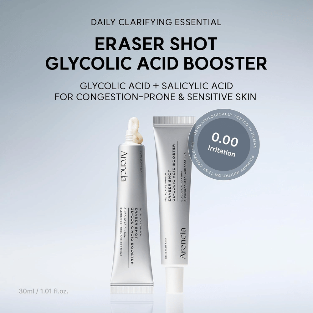 Arencia Eraser Shot Glycolic Acid Booster 30 ml – z kwasem glikolowym i salicylowym na zatkane pory i wrażliwą skórę