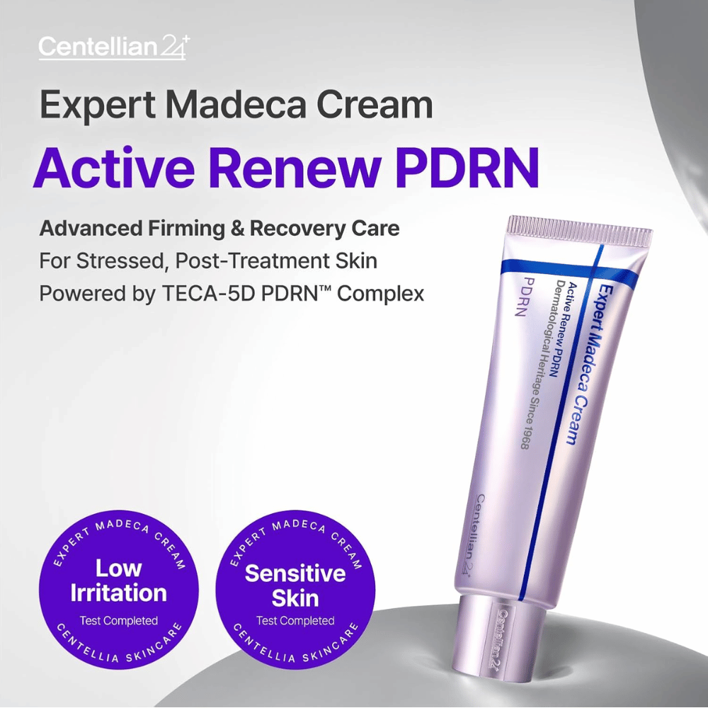 Centellian24 Expert Madeca Cream Active Renew PDRN zdjęcie produktu w tubce o niskim potencjale podrażniającym i dostosowanego do skóry wrażliwej, z właściwościami regenerującymi
