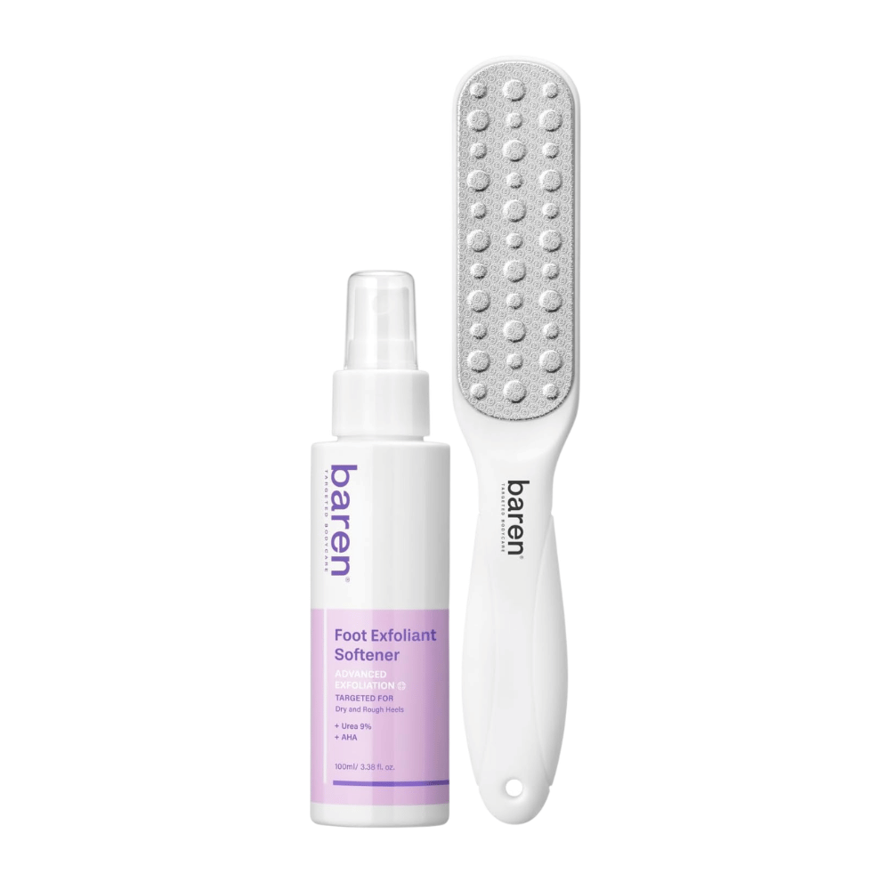 BAREN Foot Callus Eraser Home Set – Foot Exfoliant Softener i dwustronny pilnik do stóp na suche stopy i zrogowacenia