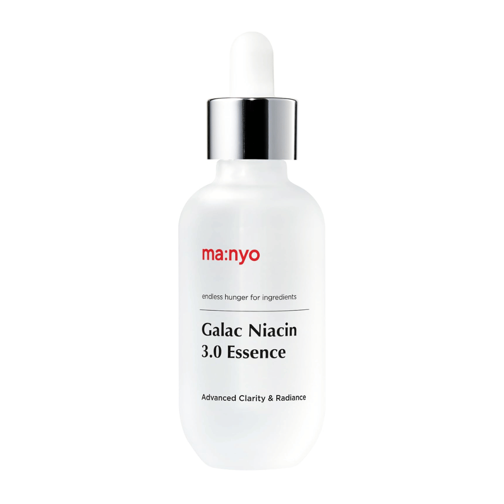 Zbliżenie na Ma:nyo Galac Niacin 3.0 Essence – zaawansowana formuła łącząca galactomyces i niacynamid dla jaśniejszej, gładszej i zdrowszej skóry.