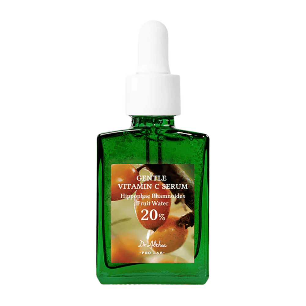 Dr.Althea Gentle Vitamin C Serum zawiera 20% witaminy C i wodę z rokitnika, która nawilża i rozjaśnia skórę. Redukuje pigmentację i chroni przed wolnymi rodnikami, co daje bardziej równomierny i promienny koloryt skóry.