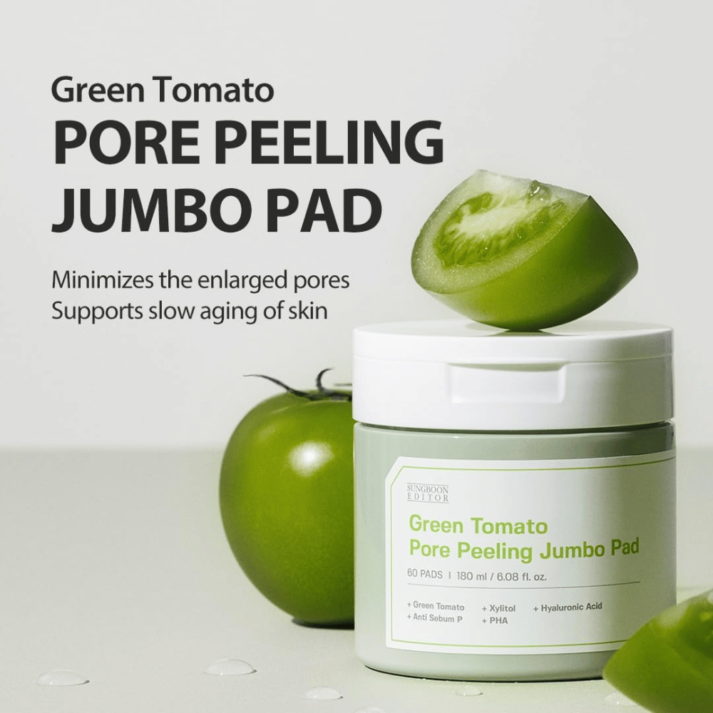 SUNGBOON EDITOR Green Tomato Pore Peeling Jumbo Pad – złuszczające płatki do porów i gładszej struktury skóry