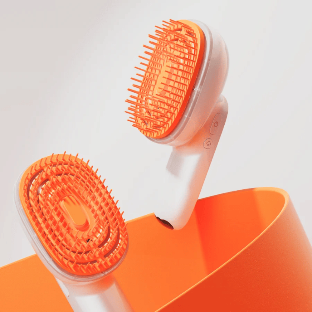 LILYEVE GrowTurn Brush Steam Booster – elektryczna szczotka do skóry głowy z pomarańczową głowicą szczotki