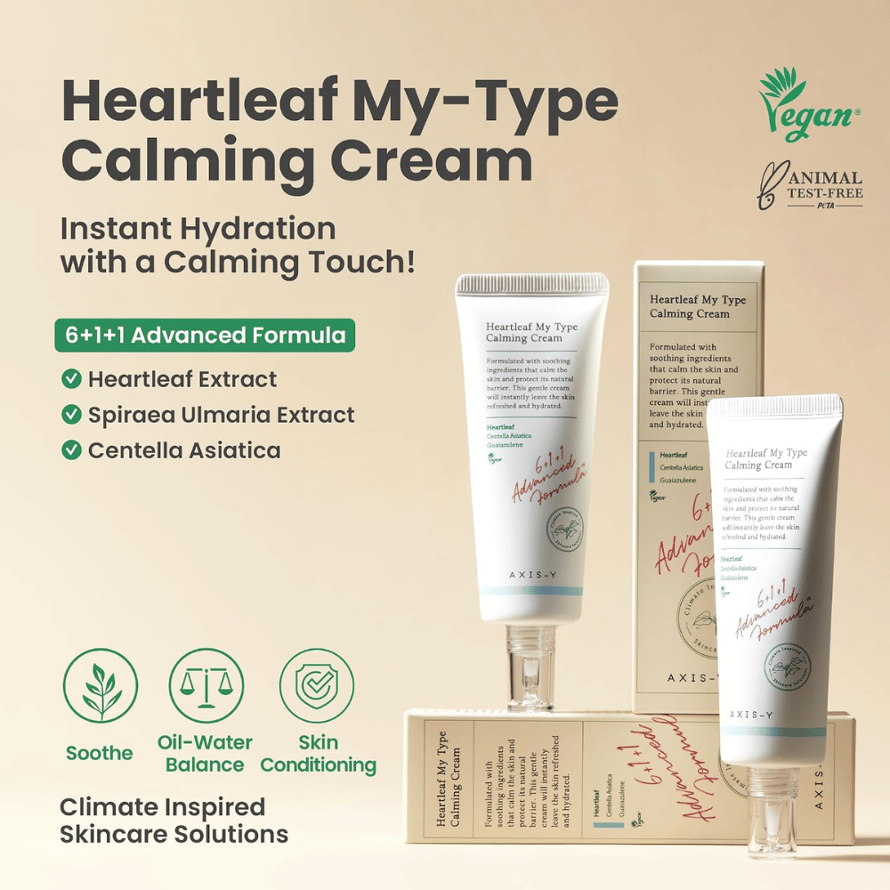 AXIS-Y Heartleaf My Type Calming Cream – nawilżający i kojący krem do twarzy dla skóry wrażliwej