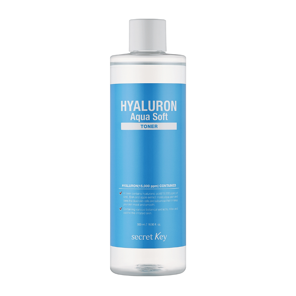 Secret Key Hyaluron Aqua Soft Toner – nawilżający tonik z kwasem hialuronowym, który zapewnia miękką, gładką i odświeżoną skórę z naturalnym blaskiem.