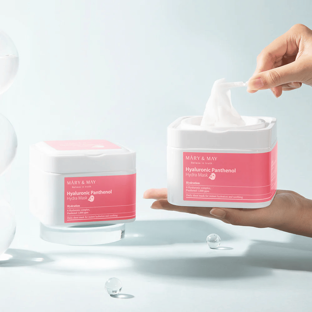 Mary & May Hyaluronic Panthenol Hydra Mask codzienna Maseczka w płachcie – kojąca i nawilżająca maska wzmacniająca barierę skórną