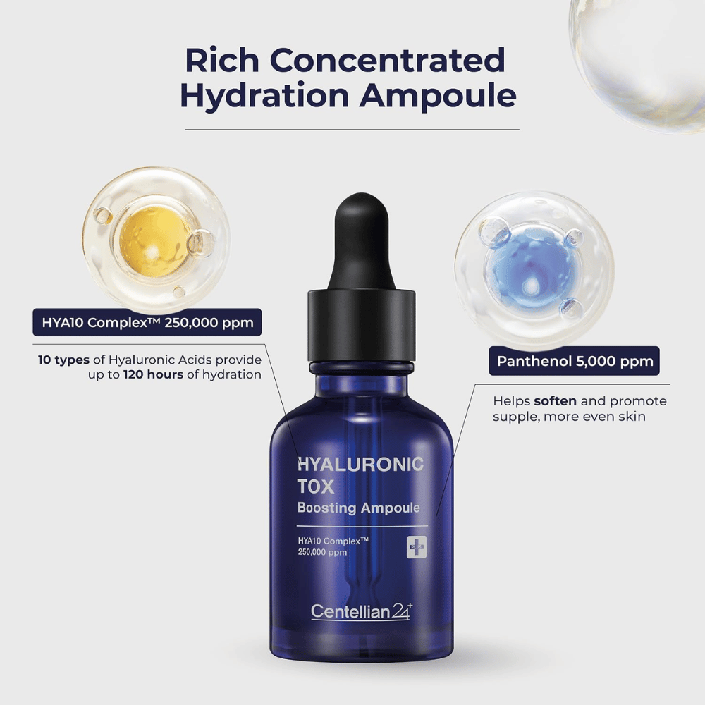 3. Centellian24 Hyaluronic Tox Boosting Ampoule – serum z 10 rodzajami kwasu hialuronowego i pantenolem